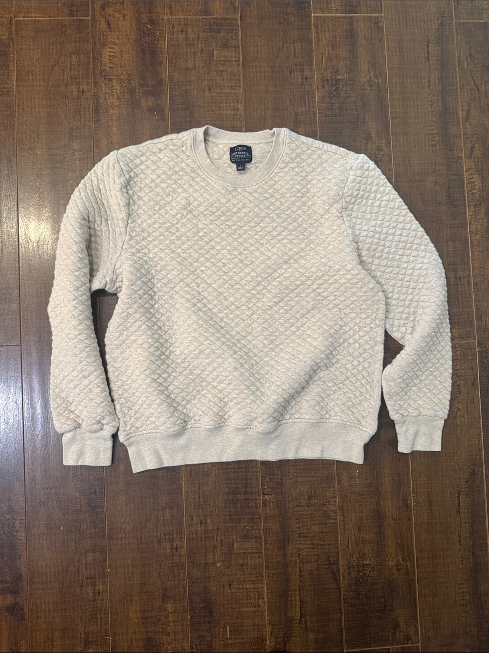 J. Crew Quilted Crewneck Sweater in Off-White